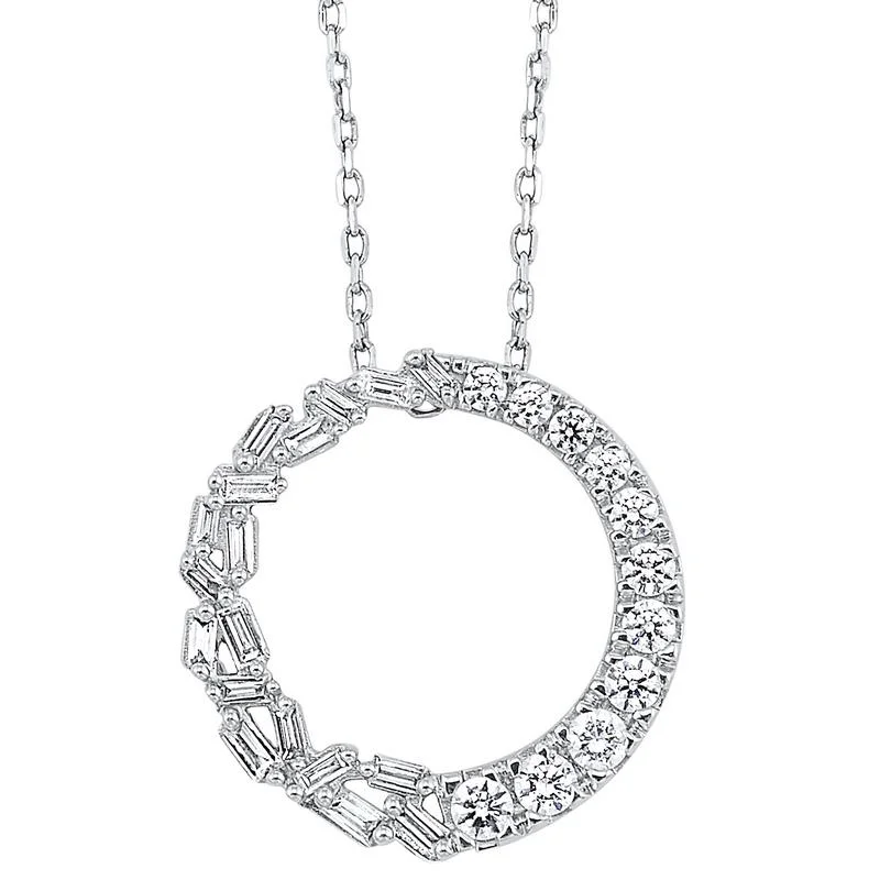 geometric shape necklace-14K Abstract Circle Diamond Pendant 3/8 CTW