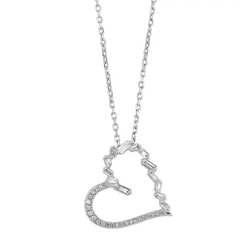 double necklace for women-14K Diamond Heart Pendant 1/6 CTW