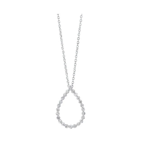 simple silver pendant necklace-14Kt White Gold Diamond (1/4Ctw) Pendant