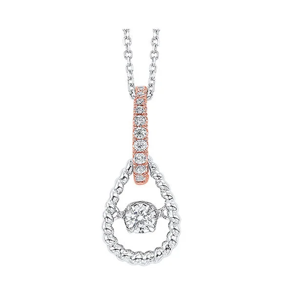 simple charm chain necklace-10KT WHITE ROSE GOLD DIAMOND (1/8CTW) PENDANT