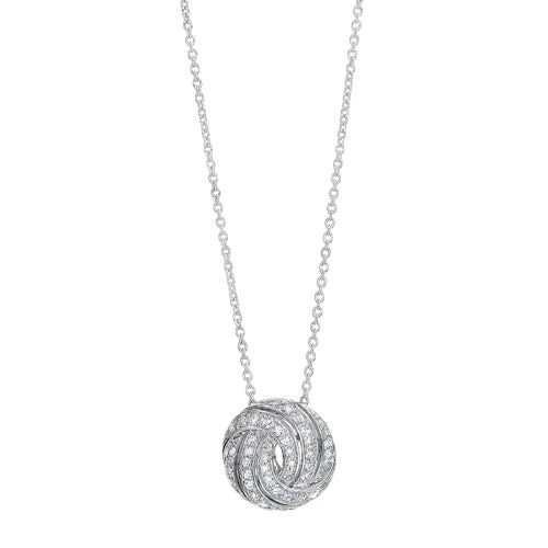 moon charm necklace-Love Knot Swirl CZ Pendant Necklace In Sterling Silver