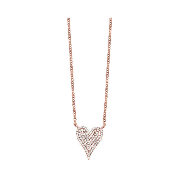 dainty circle pendant necklace-Rose Gold Diamond Heart Pendant