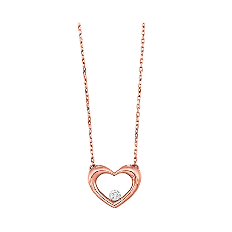 women’s lucky charm necklace-10KT ROSE GOLD DIAMOND (1/20 CTW) PENDANT