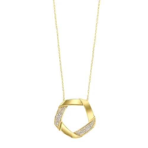 vintage style charm necklace-Interlocking Diamond Pendant In 14K Yellow Gold (1/6 Ct. Tw.)