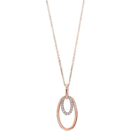 classic pearl necklace-Diamond Double Eternity Oval Anniversary Pendant Necklace In Gold (1/10ctw)