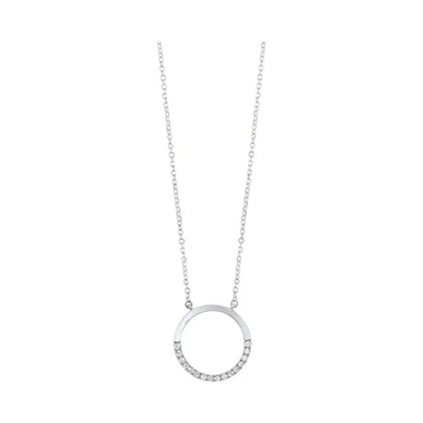 silver pendant necklace with initials-14KT WHITE GOLD DIAMOND (1/12 CTW) PENDANT