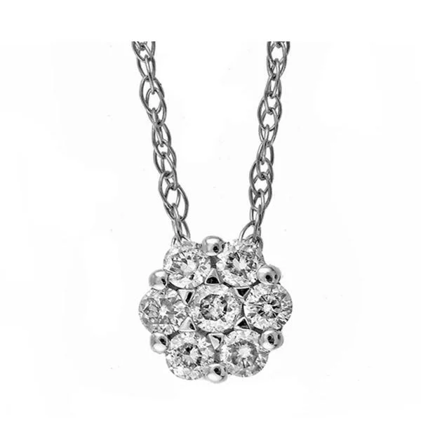 personal engraved gemstone necklace-14Kt White Gold Diamond (1/10 Ctw) Pendant