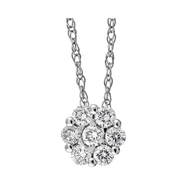 minimalist crystal pendant necklace-14KT WHITE GOLD DIAMOND (1/6CTW) PENDANT