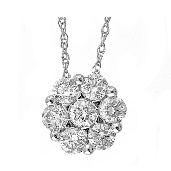 silver circle pendant necklace-14KT WHITE GOLD DIAMOND (1/2CTW) PENDANT