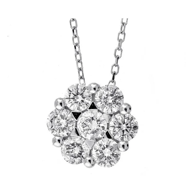 women’s double layer necklace-14KT WHITE GOLD DIAMOND (3/4CTW) PENDANT