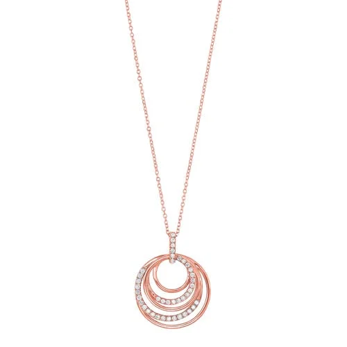 silver statement necklace-Eternity Diamond Pendant In 14K Rose Gold (1/4 Ct. Tw.)