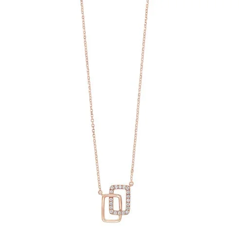 star shaped necklace-Diamond Double Eternity Rectangle Pendant Necklace In 14k Yellow Gold (0.08ctw)