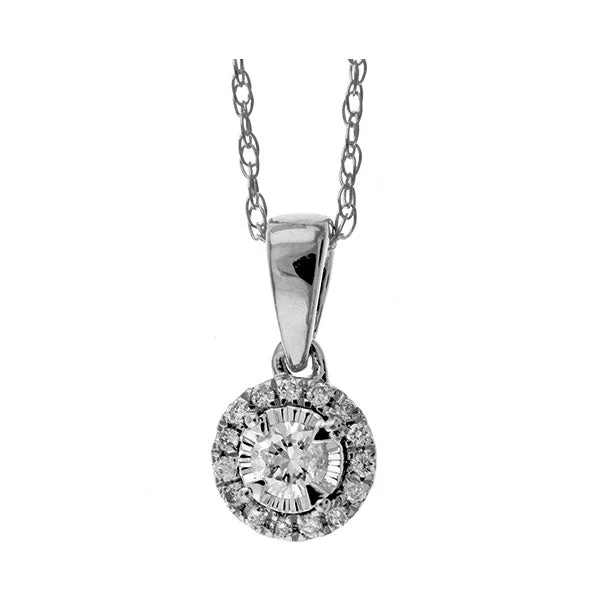 delicate gemstone chain necklace-14KT WHITE GOLD DIAMOND (1/10 CTW) PENDANT