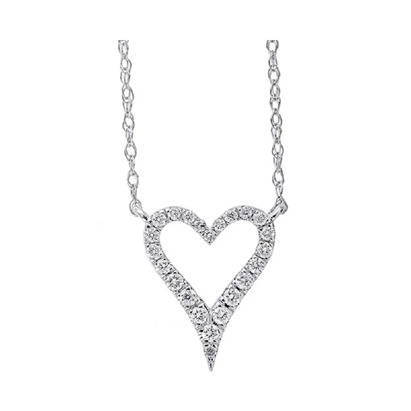 gold moon necklace-Petite White Gold Diamond Heart Pendant