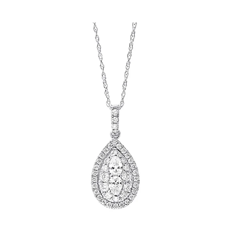 silver long pendant necklace-14KT WHITE GOLD DIAMOND (1/2CTW) PENDANT