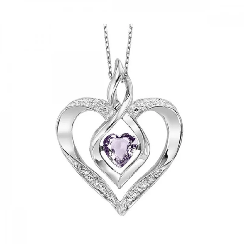 Silver Diamond and Gemstone Pendant Necklace- Alexandrite (June)