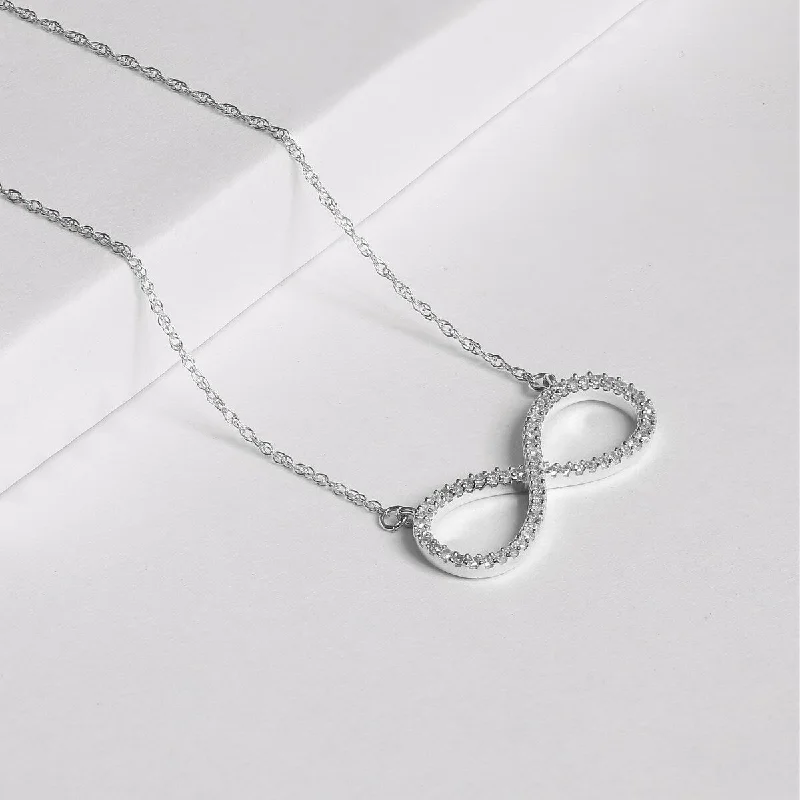 sterling silver heart pendant necklace-S925 Sterling Silver 1/6ct TDW Infinity Symbol Necklace - White