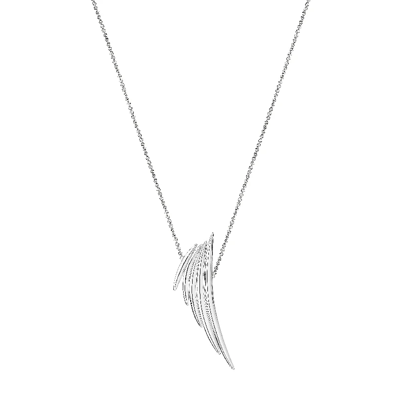 diamond heart pendant necklace-Quill Drop Pendant - Silver