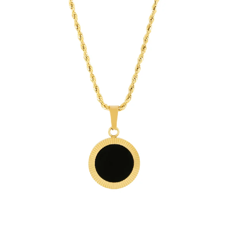 heart shaped choker necklace-Spiral Onyx - Gold