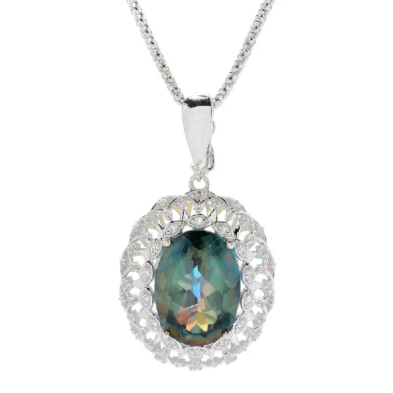 chic crystal pendant necklace-SS Emerald Green Quartz Cocktail Enhancer Pendant