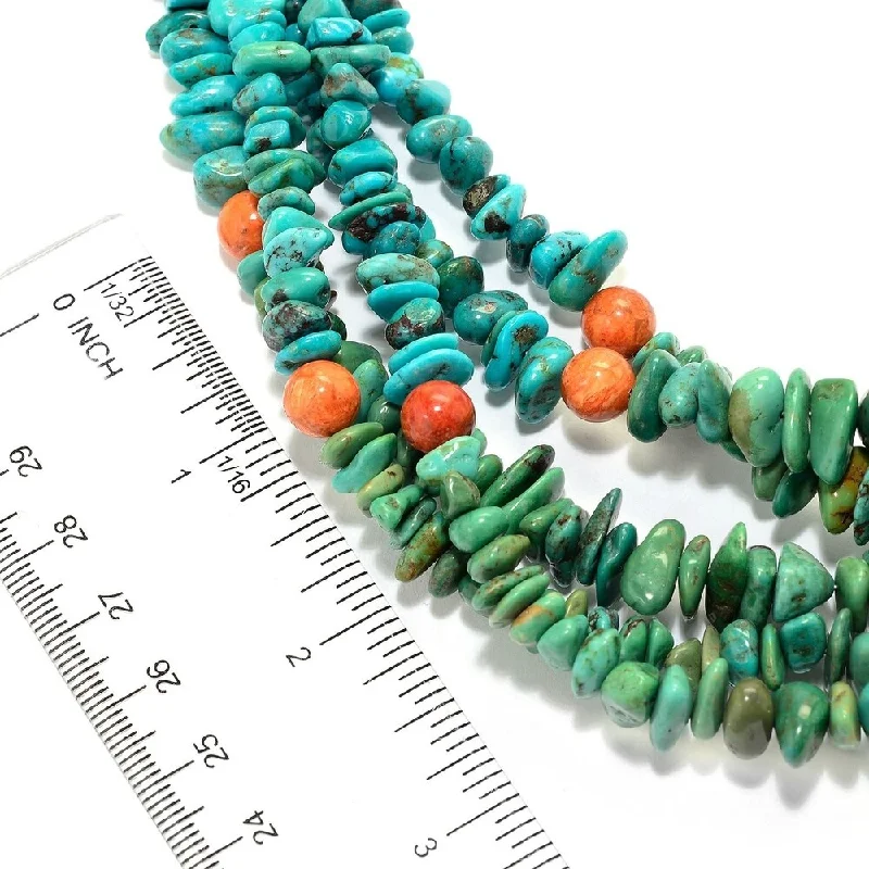 natural stone pendant necklace-Sterling Silver 20" Bamboo Coral & Hubei Turquoise 5-Strand Necklace