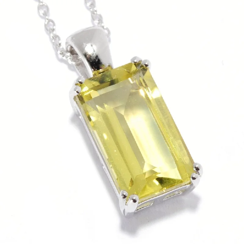 personalized gold charm necklace-Sterling Silver 5.10ctw Lemon Quartz Pendant 0.81'L with 18' Chain - Yellow