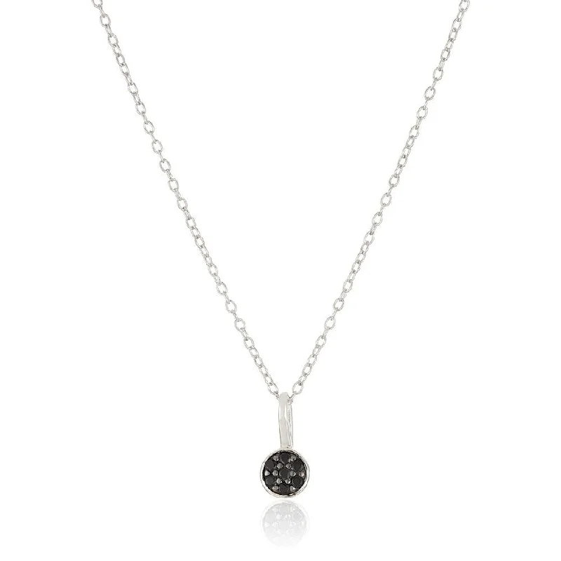 celestial charm necklace-Sterling Silver Black Spinel Petite Pendant Necklace, 18"