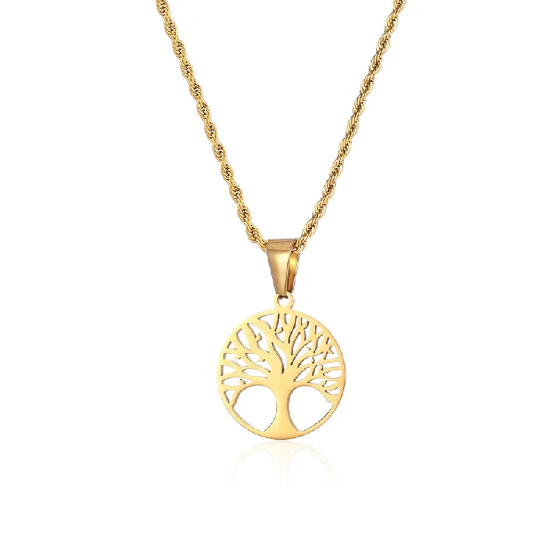 personalized necklace for birthday-Tree Of Life Pendant - Gold