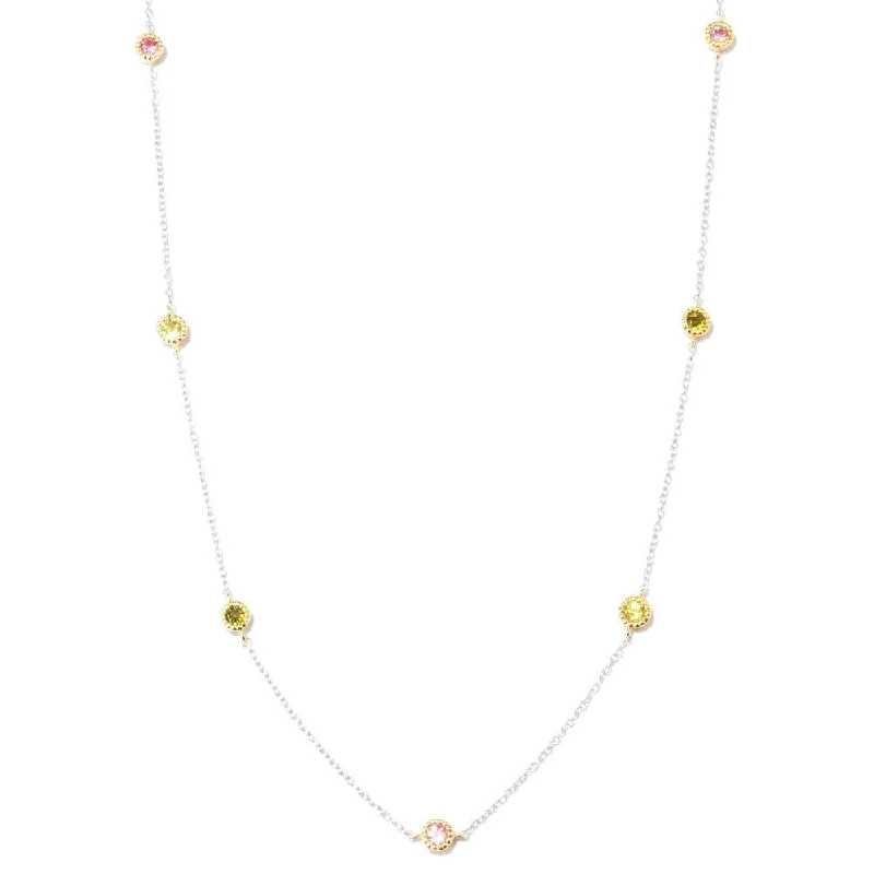 dainty rose gold heart necklace-Yellow Gold Over Silver 1.47ctw Multi Color Tourmaline Necklace 24'L