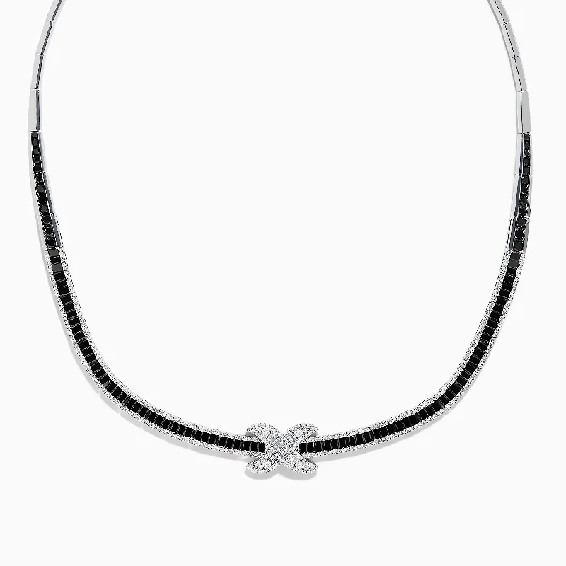 trendy pendant chain necklace-14K White Gold Diamond Black and White Diamond Necklace