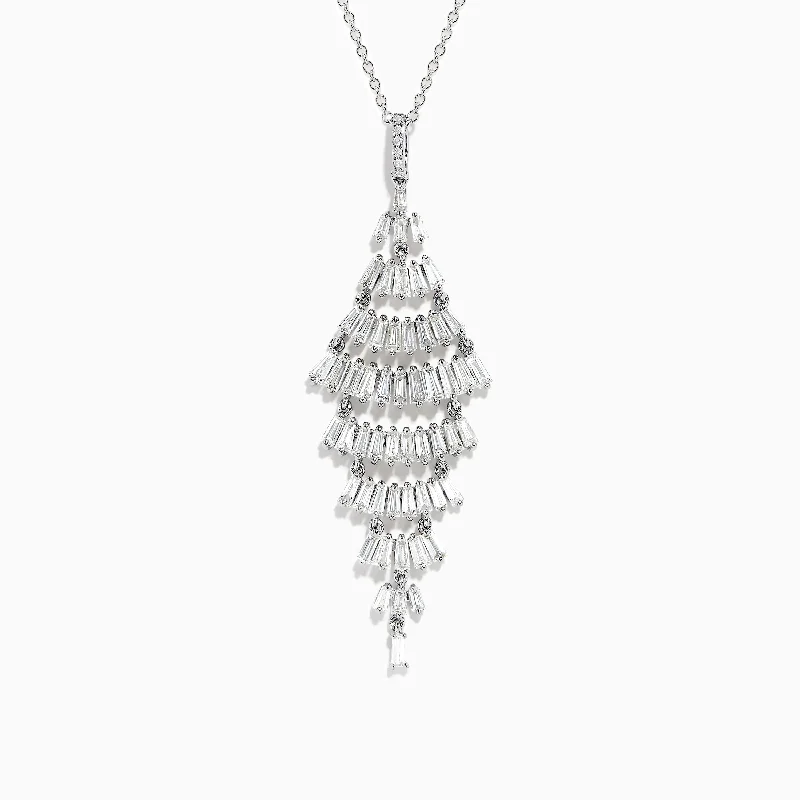 custom couple necklace-14K White Gold Diamond Fringe Pendant