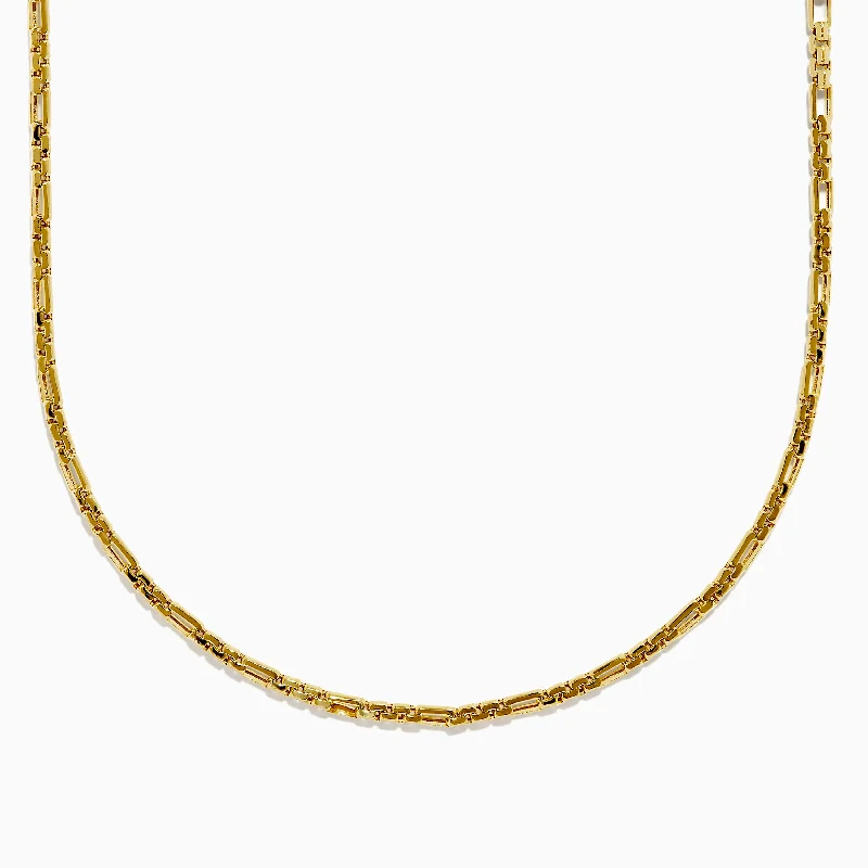 elegant pendant necklace with chain-14K Yellow Gold 3mm Hollow Alternated Round Box 20" Necklace