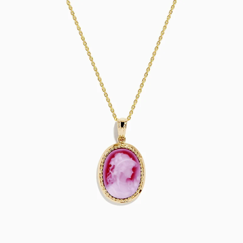 celestial charm necklace-14K Yellow Gold Agate Cameo Pendant