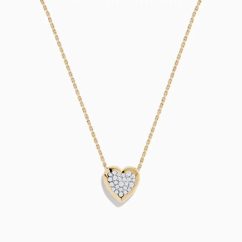 heart-shaped crystal necklace-14K Yellow Gold Diamond Pave Heart Necklace