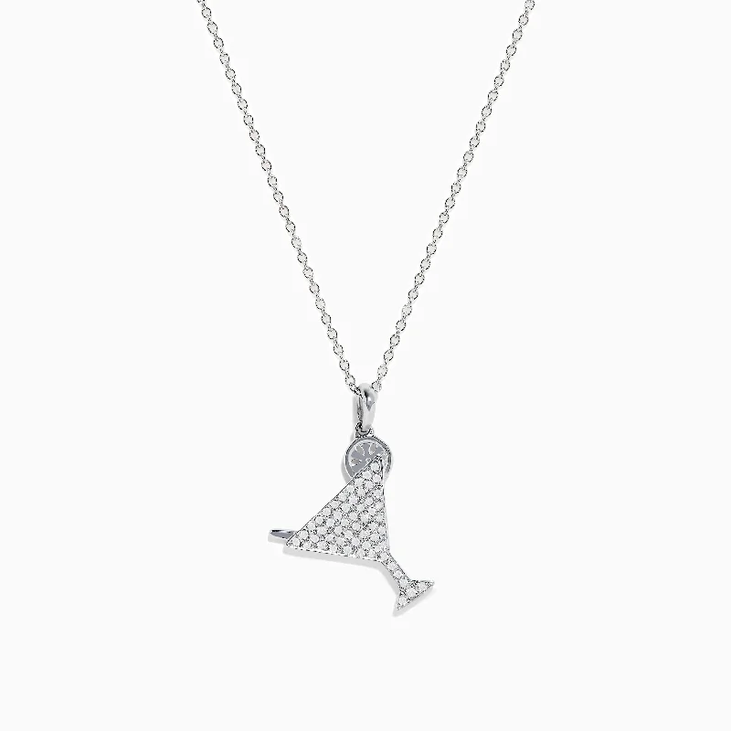 heart shaped choker necklace-925 Sterling Silver Diamond Martini Glass Pendant