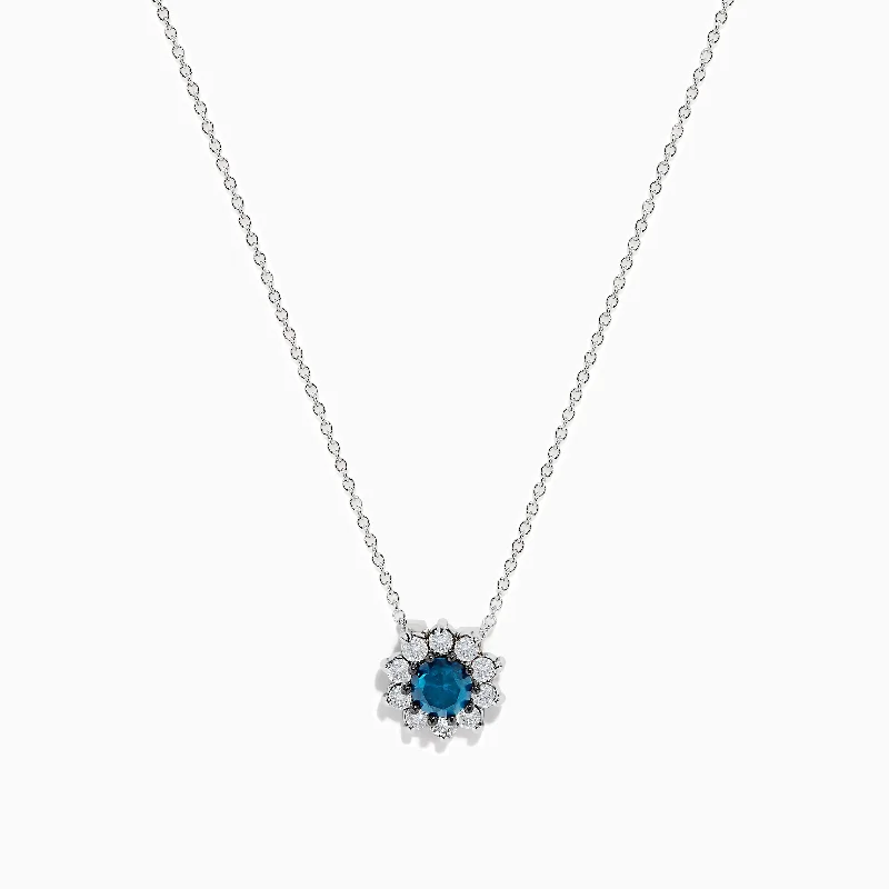 chain pendant necklace-Bella Bleu 14K White Gold Blue and White Diamond Pendant 1.60 TCW