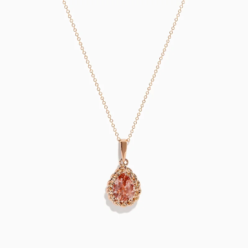 unique charm pendant necklace-Blush 14K Rose Gold Morganite Pendant