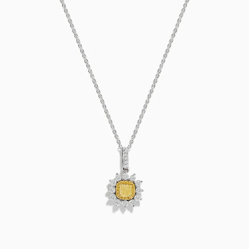 minimalistic bar necklace for women-Canare 18K Two Tone Gold White and Yellow Diamond Pendant