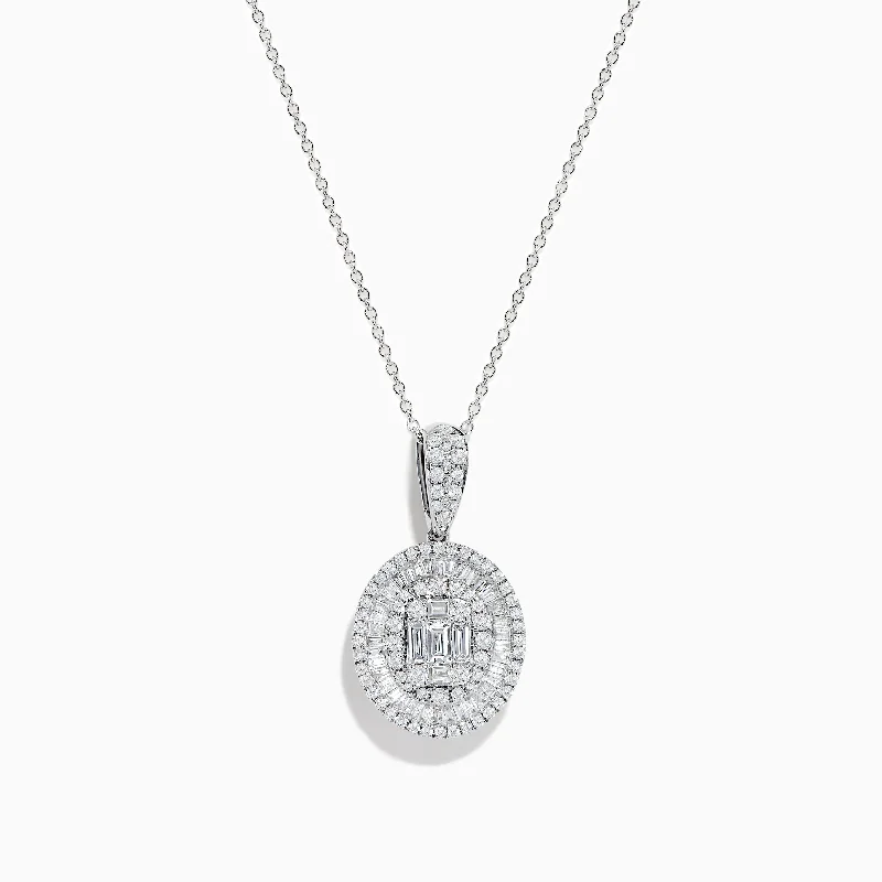 teardrop pendant necklace-Classique 14K White Gold DIamond Pendant