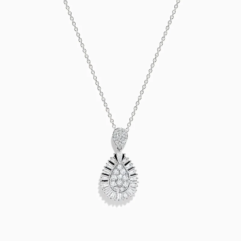 women’s statement choker necklace-Classique 14K White Gold Diamond Pendant