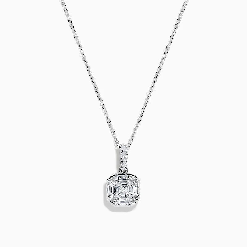 beaded necklace with pendant-Classique 14K White Gold Pendant