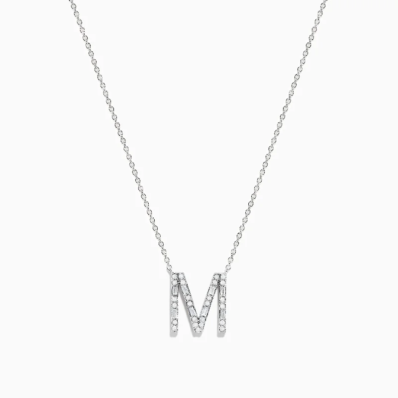 personalized initials bar necklace-14K White Gold Diamond Initial "M" Pendant