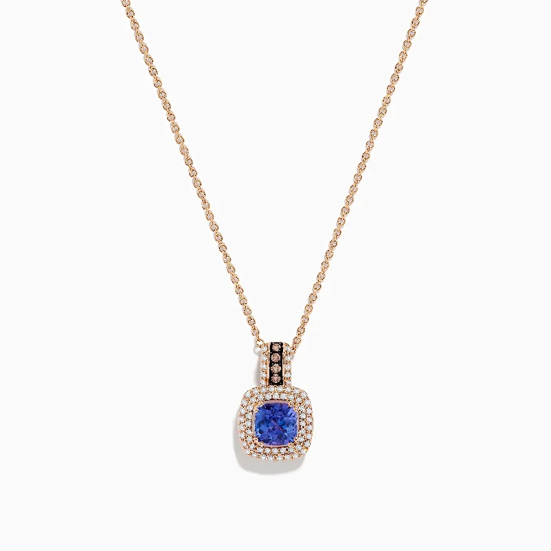 unique gold charm necklace-Nahla Siri 14K Rose Gold Tanzanite and Diamond Pendant