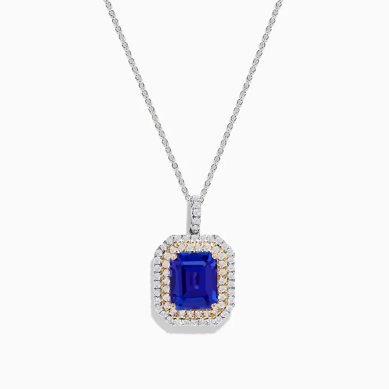 gold love necklace-Nahla 14K White & Yellow Gold Tanzanite and Diamond Pendant