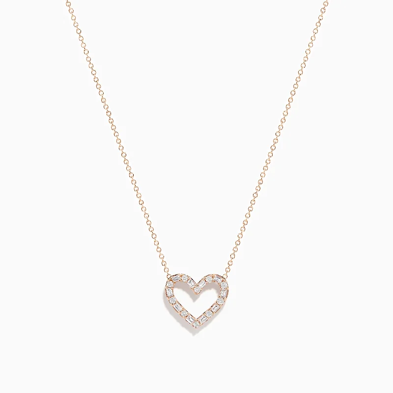 natural stone pendant necklace-Novelty 14K Rose Gold Diamond Heart Necklace