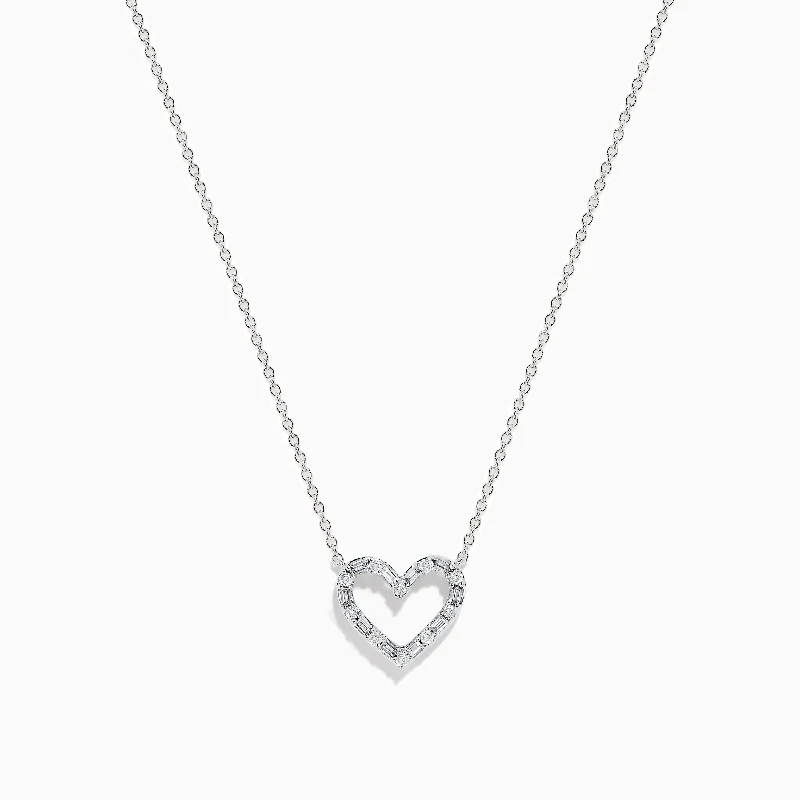 delicate heart charm necklace-Novelty 14K White Gold Diamond Heart Necklace