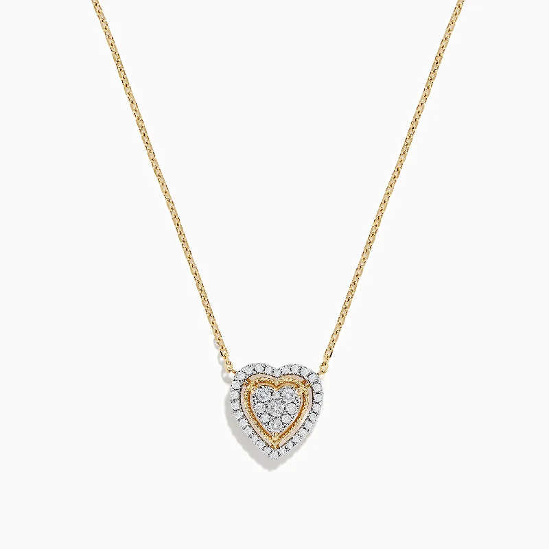 engraved silver necklace-Novelty 14K Yellow Gold Diamond Heart Necklace