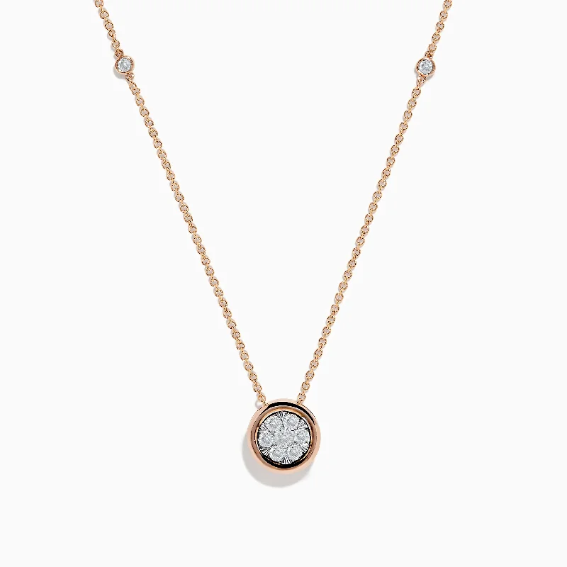 dainty rose gold heart necklace-Pave Rose 14K White & Rose Gold Diamond Necklace