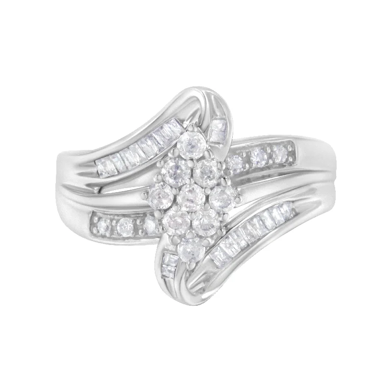 statement diamond rings for women-10K White Gold 1/2 cttw Diamond Cluster Ring