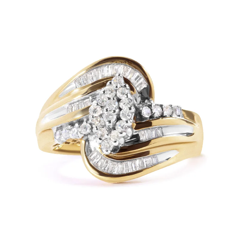 vintage platinum engagement rings-10K Yellow Gold 1/2 Cttw Diamond Pear Cluster and Swirl Ring